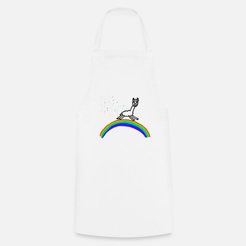 Rainbow Alpaca Confetti Pattern - Cooking Apron - white