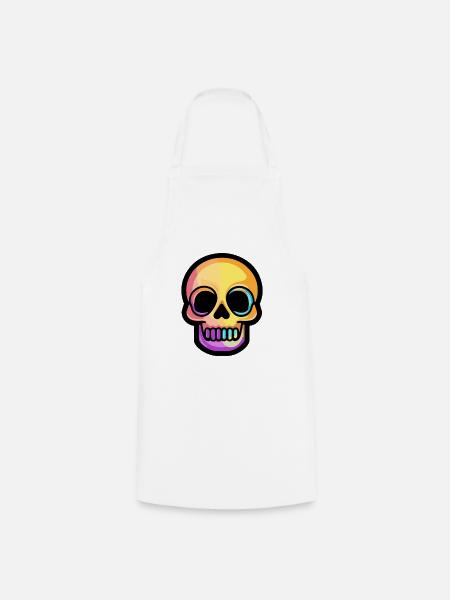 Totenkopf Bunt - Kochschürze - Weiß