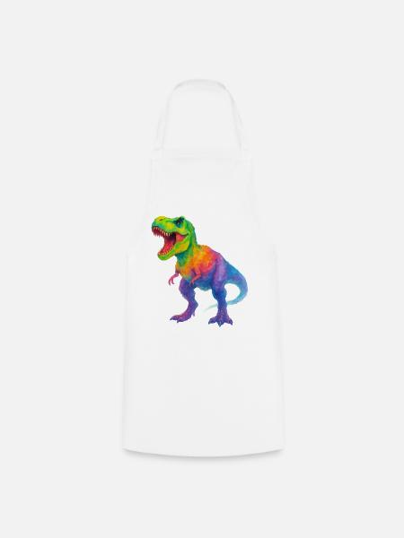 Bunter Dinosaurier mit Farbverlauf - Kochschürze - Weiß