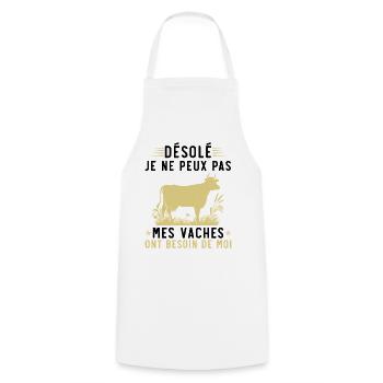 Mes vaches ont besoin de moi - Tablier de cuisine - blanc - Devant - AI Model Male 185 dark (185cm)