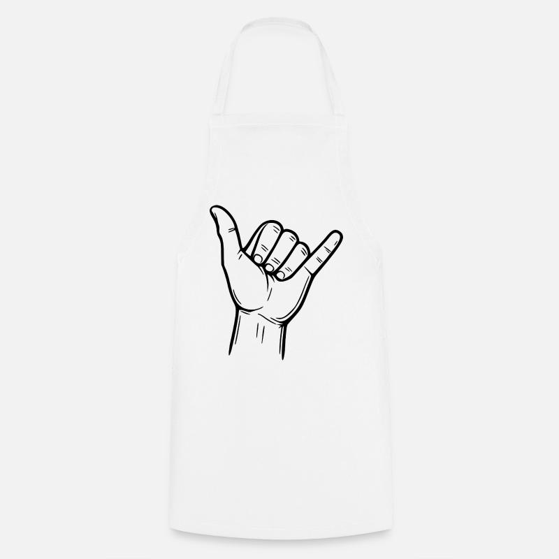 Signe de la main Shaka – Signe de surfeur - Tablier de cuisine - blanc