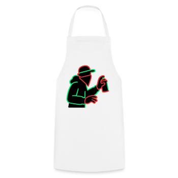 Neon Graffiti Sprayer Silhouette - Cooking Apron - white - Front - AI Model Male 185 dark (185cm)