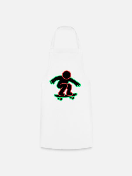 Neon Skateboarder Linienkunst - Kochschürze - Weiß