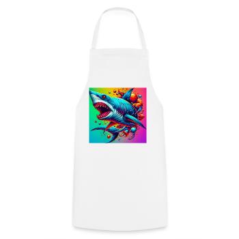 Requin - Tablier de cuisine - blanc - Devant - AI Model Male 185 dark (185cm)