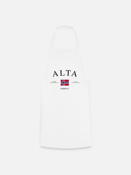 Alta Norwegen – Urlaub Souvenir & Geschenk - Kochschürze - Weiß