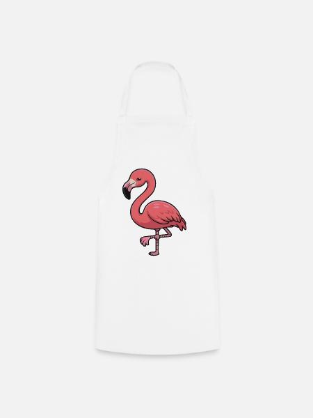 Rosa Flamingo Cartoon Charm - Kochschürze - Weiß