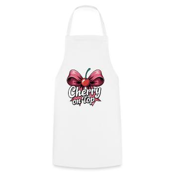 Cherry On Top Bow Illustration - Cooking Apron - white - Front - AI Model Male 185 dark (185cm)