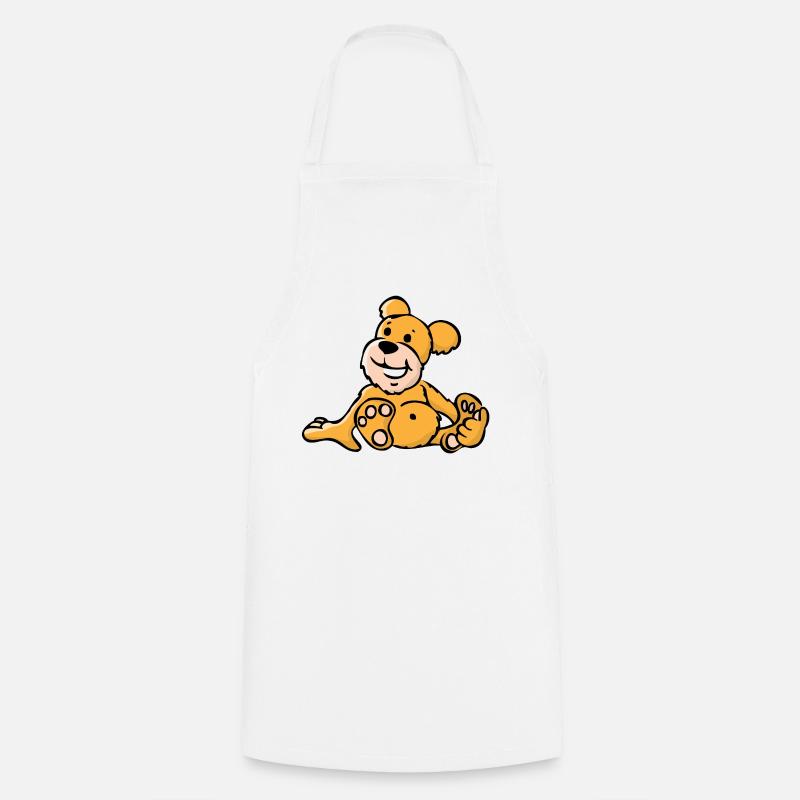 Ours de dessin animé joyeux assis - Tablier de cuisine - blanc