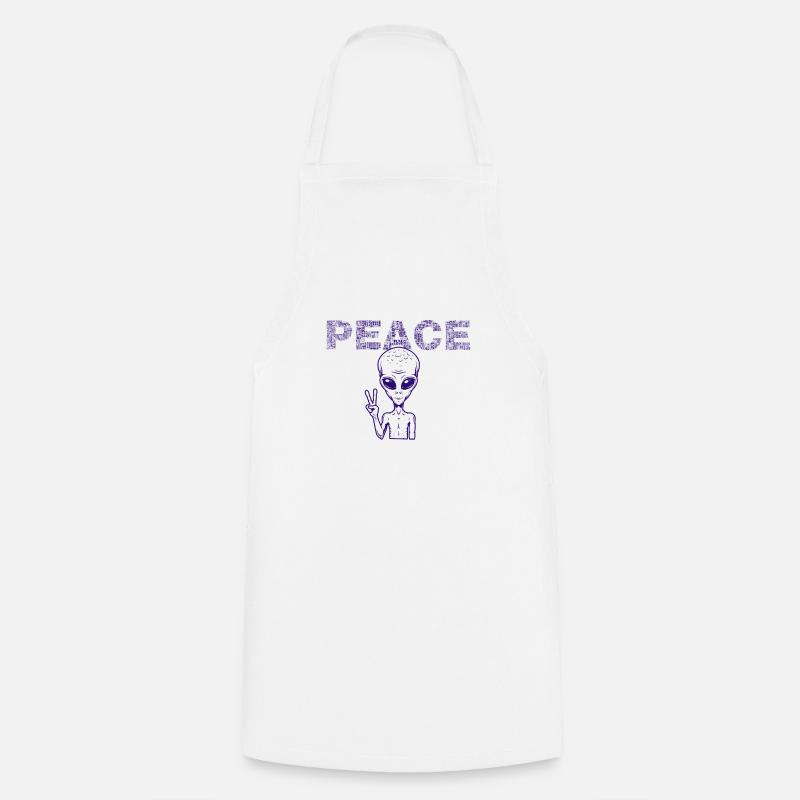 Peace Alien Peace Sign - Cooking Apron - white