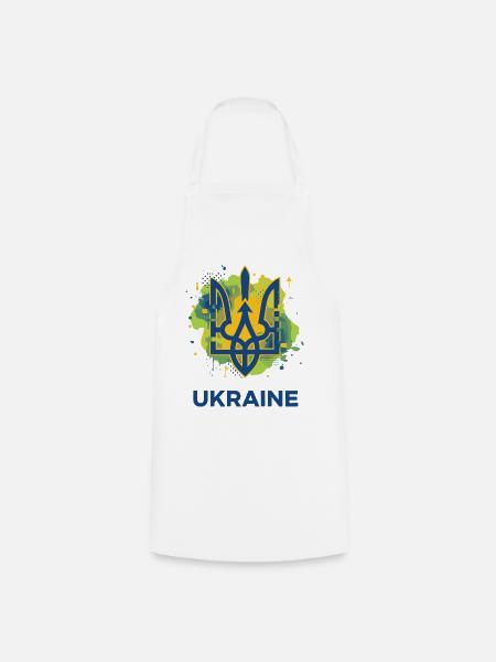Ukrainisches Dreizack-Wappen - Kochschürze - Weiß