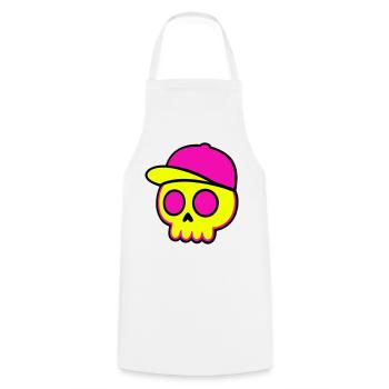 Neon Skull Cap Design - Cooking Apron - white - Front - AI Model Male 185 dark (185cm)