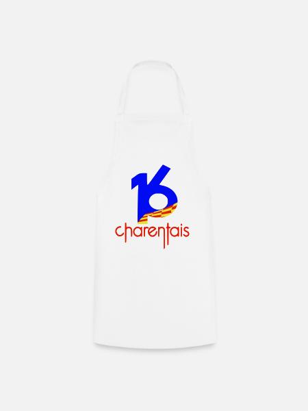 16 Charentais Blau Rot - Kochschürze - Weiß