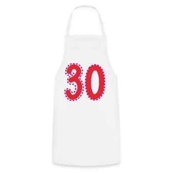 30. 30 ANS. 30e ANNIVERSAIRE. ANNIVERSAIRE 30 ANS. - Tablier de cuisine - blanc - Devant - AI Model Male 185 dark (185cm)