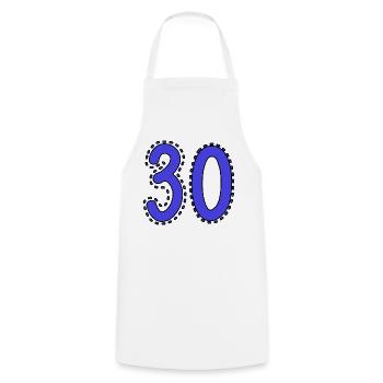 30. 30 YEARS. 30th ANNIVERSARY. 30 YEARS ANNIVERSARY. - Cooking Apron - white - Front - AI Model Male 185 dark (185cm)