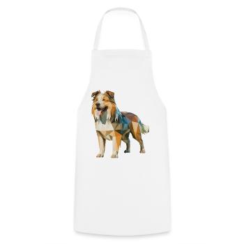 Australian Shepherd - Cooles Low Poly Logo - Kochschürze - Weiß - Vorne - AI Model Male 185 dark (185cm)