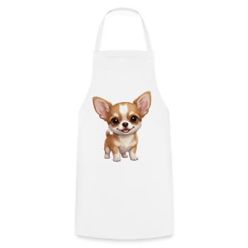 Niedlicher großäugiger Chihuahua-Welpe - Kochschürze - Weiß - Vorne - AI Model Male 185 dark (185cm)
