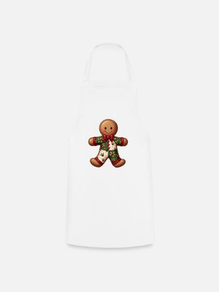 Gingerbread Weihnachtsmotiv Patchwork - Kochschürze - Weiß