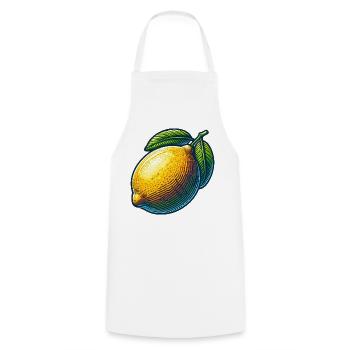Bright lemon and green leaves - Cooking Apron - white - Front - AI Model Male 185 dark (185cm)