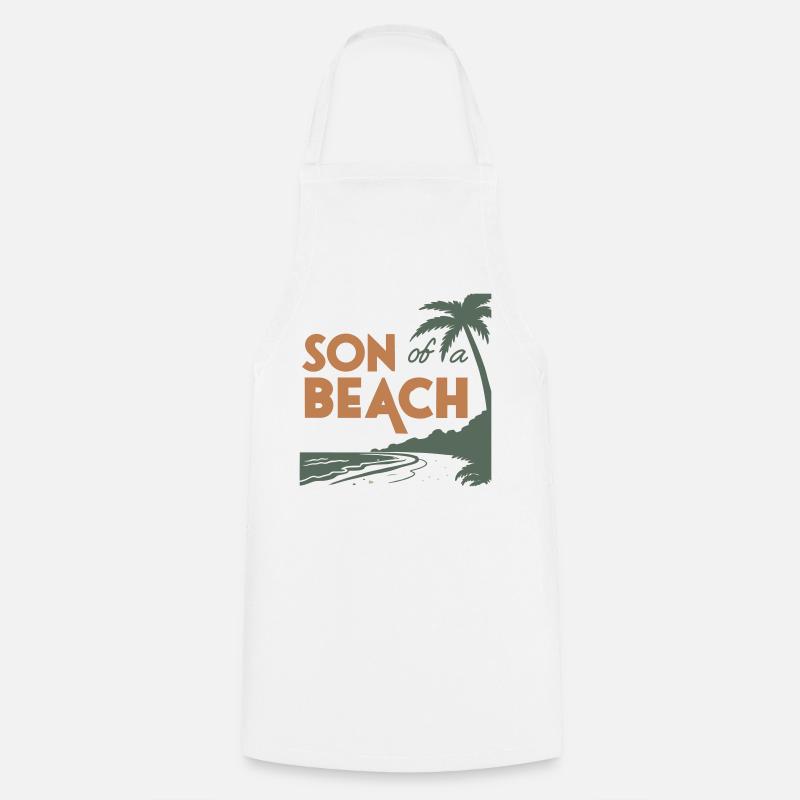 Fils d’une plage – Design rétro de palmier - Tablier de cuisine - blanc