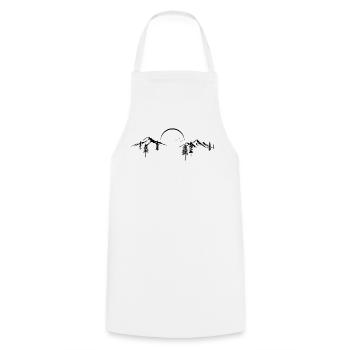 Mountain Peak Adventure Minimaliste Silhouette Art - Tablier de cuisine - blanc - Devant - AI Model Male 185 dark (185cm)
