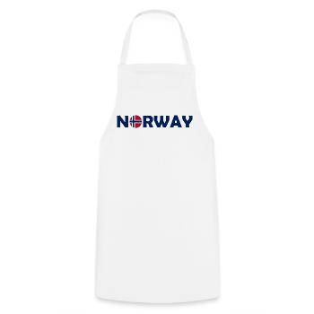 Lettrage de la Norvège avec drapeau - Norge - Norwegen - Tablier de cuisine - blanc - Devant - AI Model Male 185 dark (185cm)