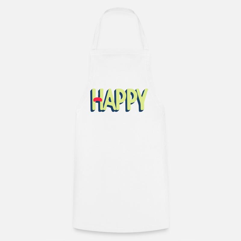 Happy Text Design - Cooking Apron - white