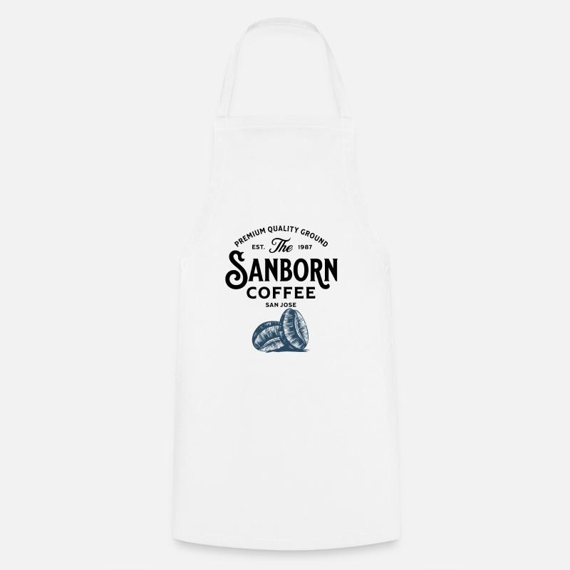 Blue Coffee Beans Illustration - Cooking Apron - white