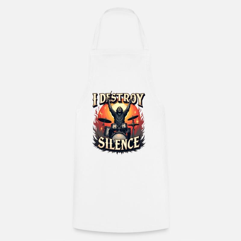  Drummer – I Destroy Silence - Kochschürze - Weiß