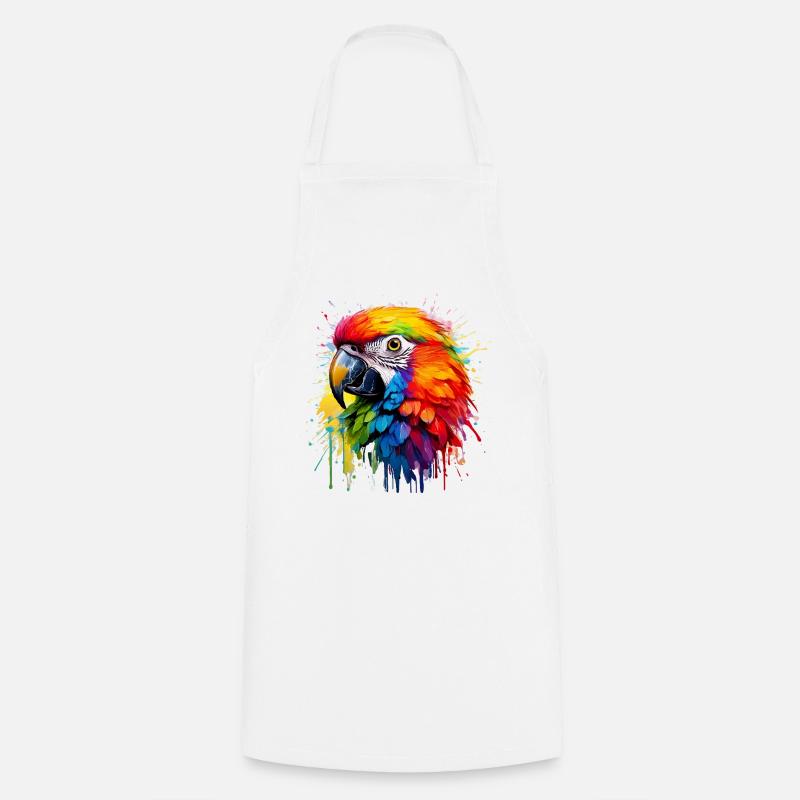Éclaboussure colorée de perroquet paradisique - Tablier de cuisine - blanc