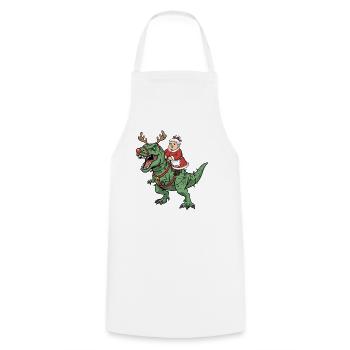 Mrs. Claus reitet T-Rex Lustiger Weihnachtsdinosau - Kochschürze - Weiß - Vorne - AI Model Male 185 dark (185cm)