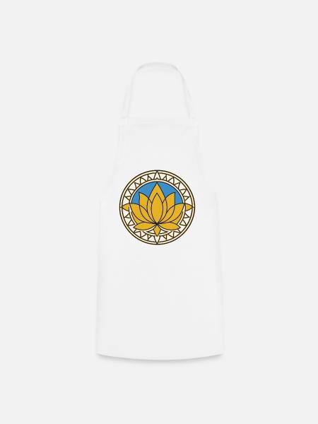 Goldenes Mandala Lotus auf Blau - Kochschürze - Weiß