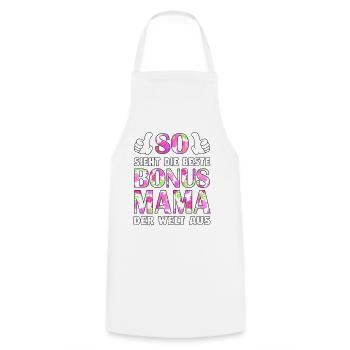 Bonus Mama Mutter Muttertag Stiefmutter Geschenk - Kochschürze - Weiß - Vorne - AI Model Male 185 dark (185cm)