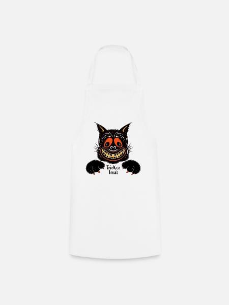 Grinsende Katze Halloween - Kochschürze - Weiß
