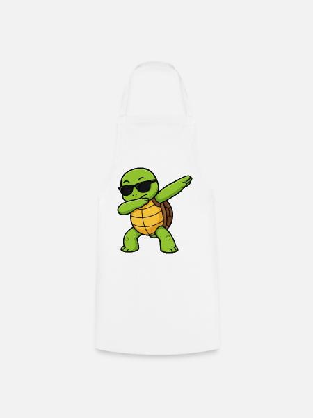 Dab Turtle mit Sonnenbrille - Kochschürze - Weiß
