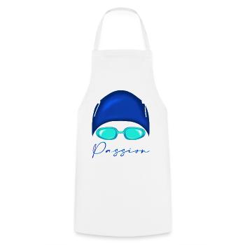 Passion Schwimmen Neon Blau - Kochschürze - Weiß - Vorne - AI Model Male 185 dark (185cm)