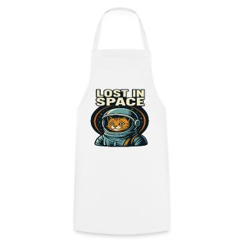 Lost in Space Katzen Astronaut Design - Kochschürze - Weiß - Vorne - AI Model Male 185 dark (185cm)