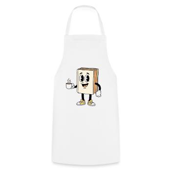 Livre de bande dessinée Amateur de café Lecture - Tablier de cuisine - blanc - Devant - AI Model Male 185 dark (185cm)