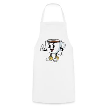 Cartoon Kaffeetasse Lustiger Kaffee Comic - Kochschürze - Weiß - Vorne - AI Model Male 185 dark (185cm)