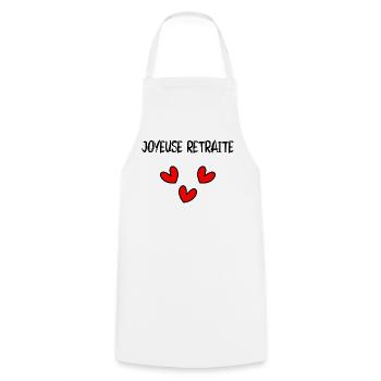 RETIREMENT. COLLEAGUE. RETIREMENT. RETIRED. RETIREMENT. - Cooking Apron - white - Front - AI Model Male 185 dark (185cm)