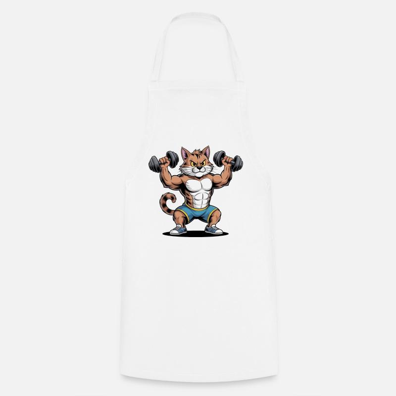 Cat muscle strength strength strength training - Cooking Apron - white