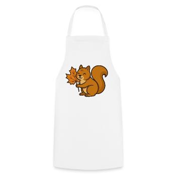 Cute Squirrel with Autumn Leaf Cartoon - Cooking Apron - white - Front - AI Model Male 185 dark (185cm)