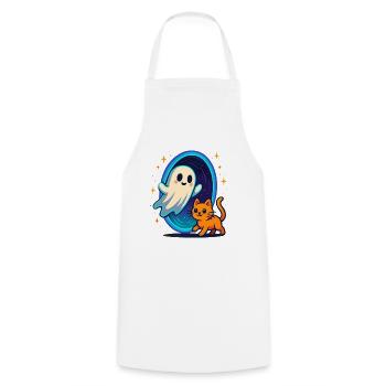 Ghost cat through star portal - Cooking Apron - white - Front - AI Model Male 185 dark (185cm)