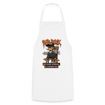 Bad Duck Streetwear Normal est surestimé - Tablier de cuisine - blanc - Devant - AI Model Male 185 dark (185cm)