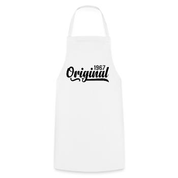 1967 birthday 58 years old, retro 1967 - Cooking Apron - white - Front - AI Model Male 185 dark (185cm)