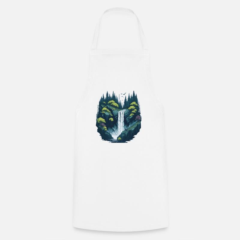 Luminous forest waterfall - Cooking Apron - white