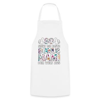 Bonus Mami beste Mama Mutter Muttertag Geschenk - Kochschürze - Weiß - Vorne - AI Model Male 185 dark (185cm)