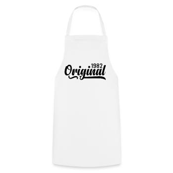 1982 birthday 43 years old, retro 1982 - Cooking Apron - white - Front - AI Model Male 185 dark (185cm)