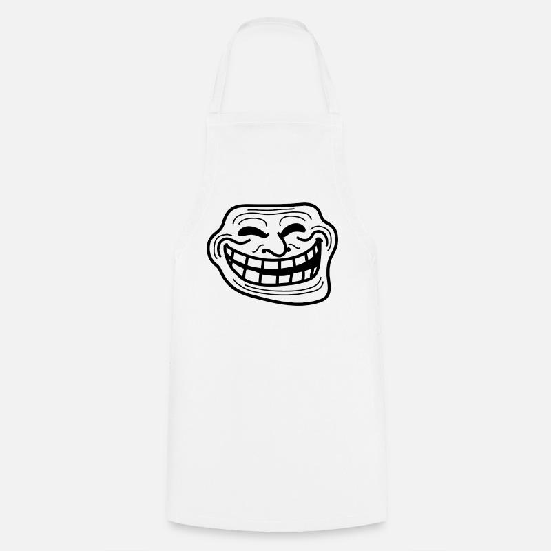 Bold Grin Linework Illustration - Cooking Apron - white