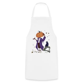 Citrouille fringante en manteau violet - Tablier de cuisine - blanc - Devant - AI Model Male 185 dark (185cm)