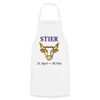 Sternzeichen Stier - Kochschürze - Weiß - Vorne - AI Model Male 185 dark (185cm)